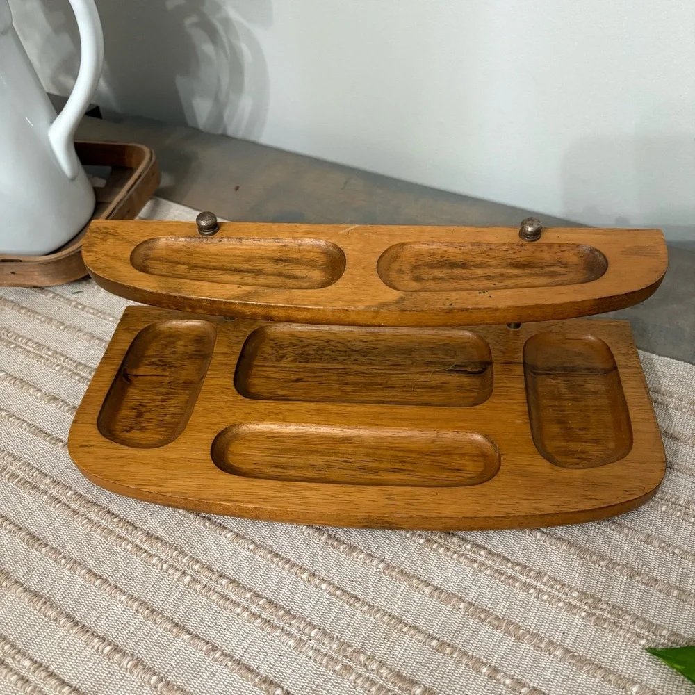 London Leather Vintage Dresser Caddy Valet Wood Organizer